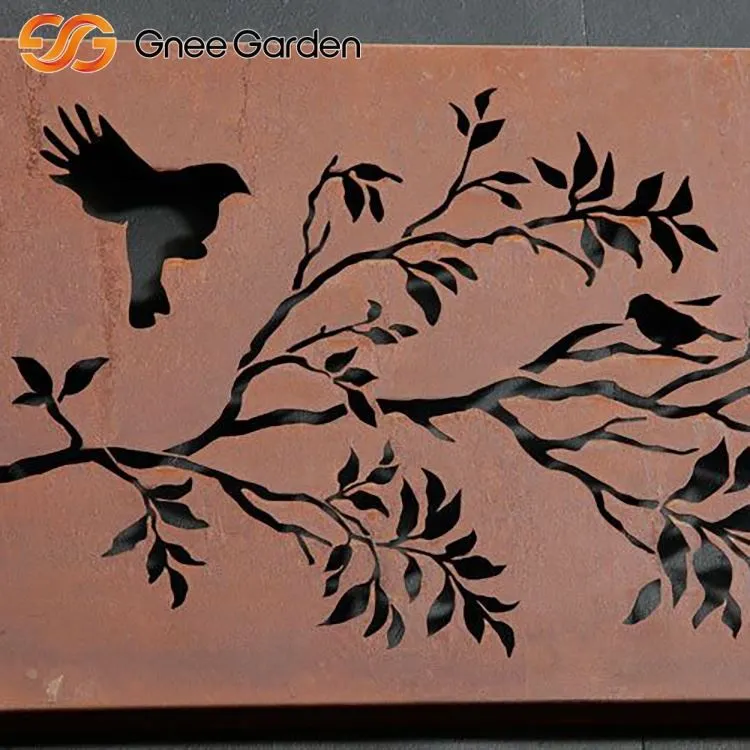 China Corten Folding Screens Reka Bentuk Burung