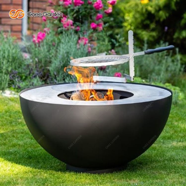 Mangkuk Barbeku Luaran Corten Steel-Grill Plancha Berbentuk