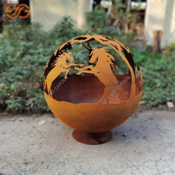 garden corten steel fire ball