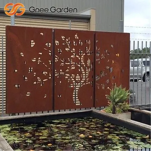 Laser-cut Corten Tree Pola Skrin Dinding Taman Hiasan