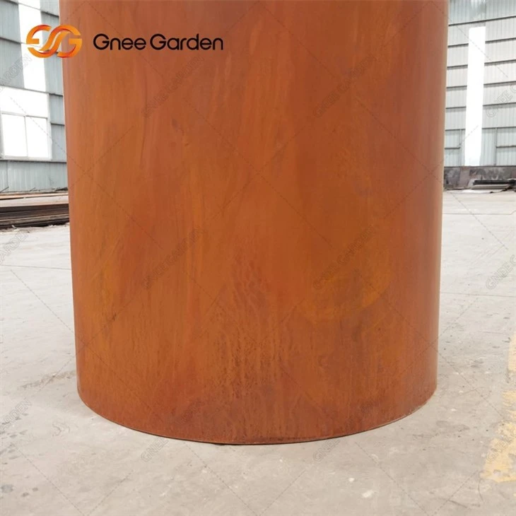 metal outdoor garden decorations round corten planter
