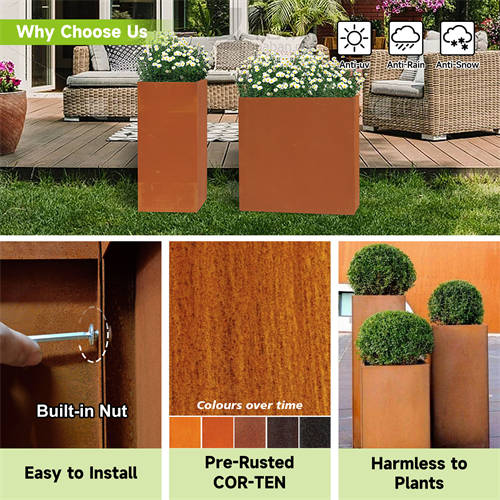 rusty metal planter boxes rusty metal planter boxes