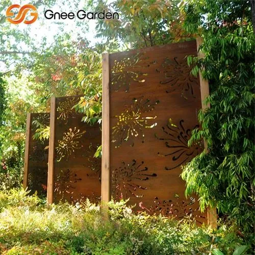 Skrin Corten Rustic dengan corak kekwa