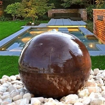 Pancuran Ciri Air Sfera Keluli Corten Dekorasi Untuk Taman